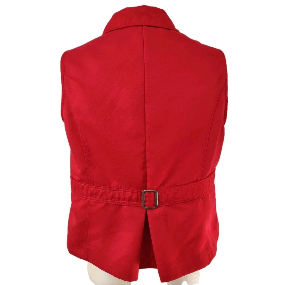 Southern Lady Vest Women's Size P10 Red Collared Sleeveless Button Up  2 Pockets